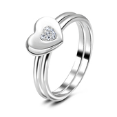 Heart-Shaped Dual Band Silver Ring NSR-2951